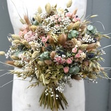 Hydrangea Blush Rose Thistle Wedding Bouquet