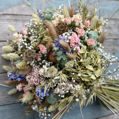 Hydrangea Blush Rose Blues Wedding Bouquet