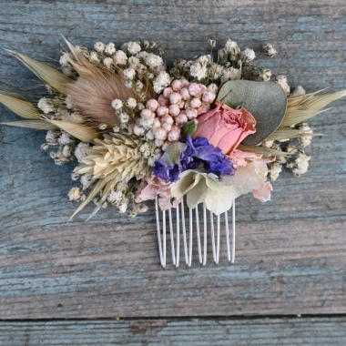 Hydrangea Blush Rose Blues Hair Comb