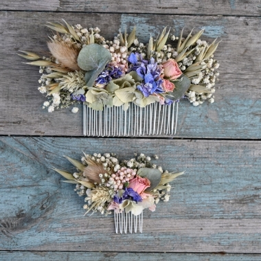 Hydrangea Blush Rose Blues Hair Comb