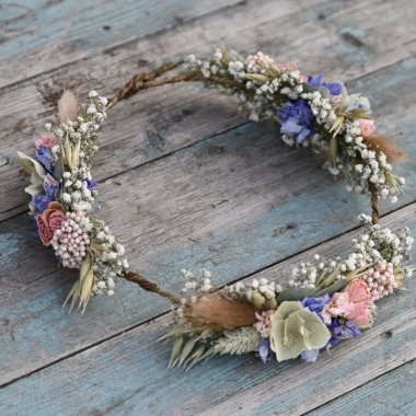 Hydrangea Blush Rose Blues Hair Crown