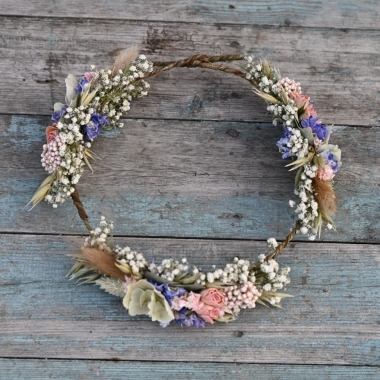 Hydrangea Blush Rose Blues Hair Crown