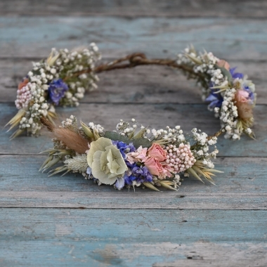 Hydrangea Blush Rose Blues Hair Crown