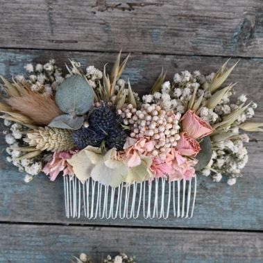 Hydrangea Blush Rose Thistle Hair Comb