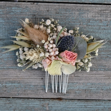 Hydrangea Blush Rose Thistle Hair Comb