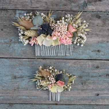 Hydrangea Blush Rose Thistle Hair Comb