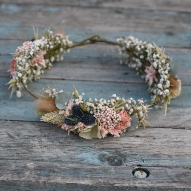 Hydrangea Blush Rose Thistle Hair Crown