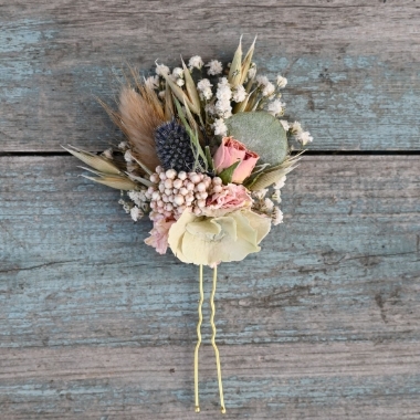 Hydrangea Blush Rose Thistle Hair Pin