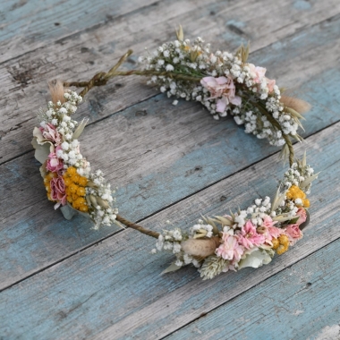 Hydrangea Blush Rose Yellow Hair Crown