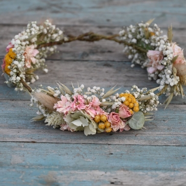 Hydrangea Blush Rose Yellow Hair Crown