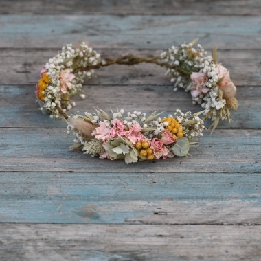 Hydrangea Blush Rose Yellow Hair Crown