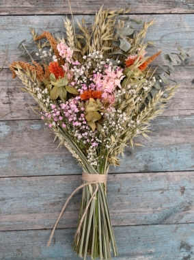 Meadow Orange Flat Backed Posy