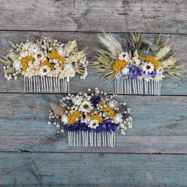 Meadow Yellows Hair Comb Medium